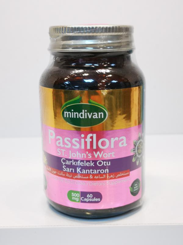 MNDVAN PASSFLORA ST. JOHNS WORT ARKIFELEK OTU SARI KANTARON EREN TAKVYE EDC GIDA 500MG 60 CAPSULES