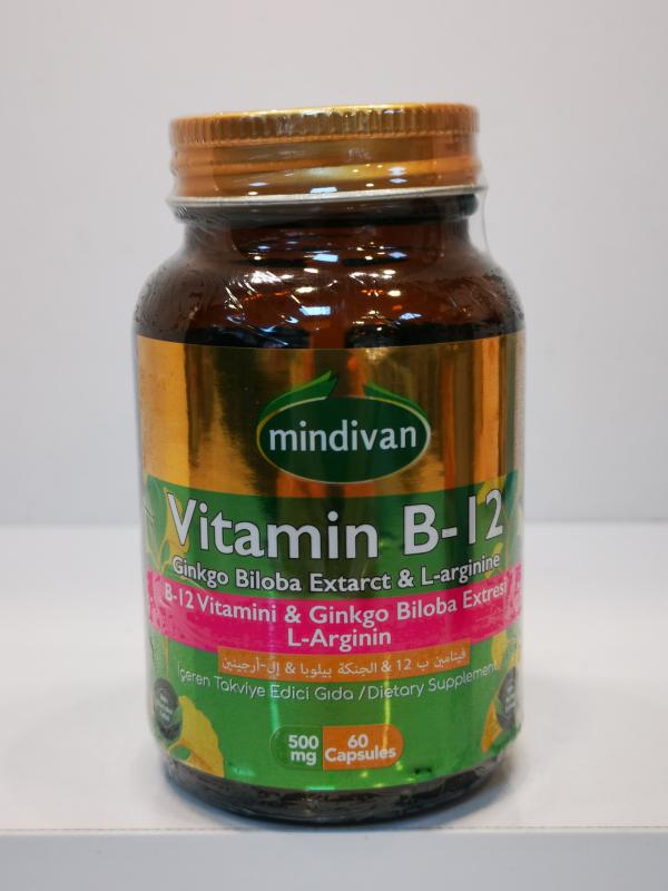 MNDVAN VTAMN B-12 GNKGO BLOBA EXTRACT & L-ARGNNE 500MG 60 CAPSULES